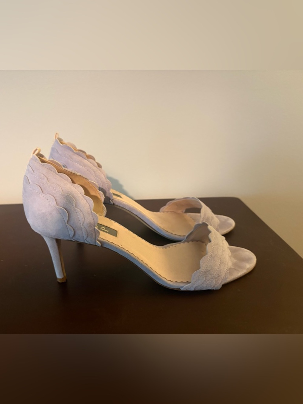 SJP by Sarah Jessica Pale Purple Scallop Suede Stiletto Heels